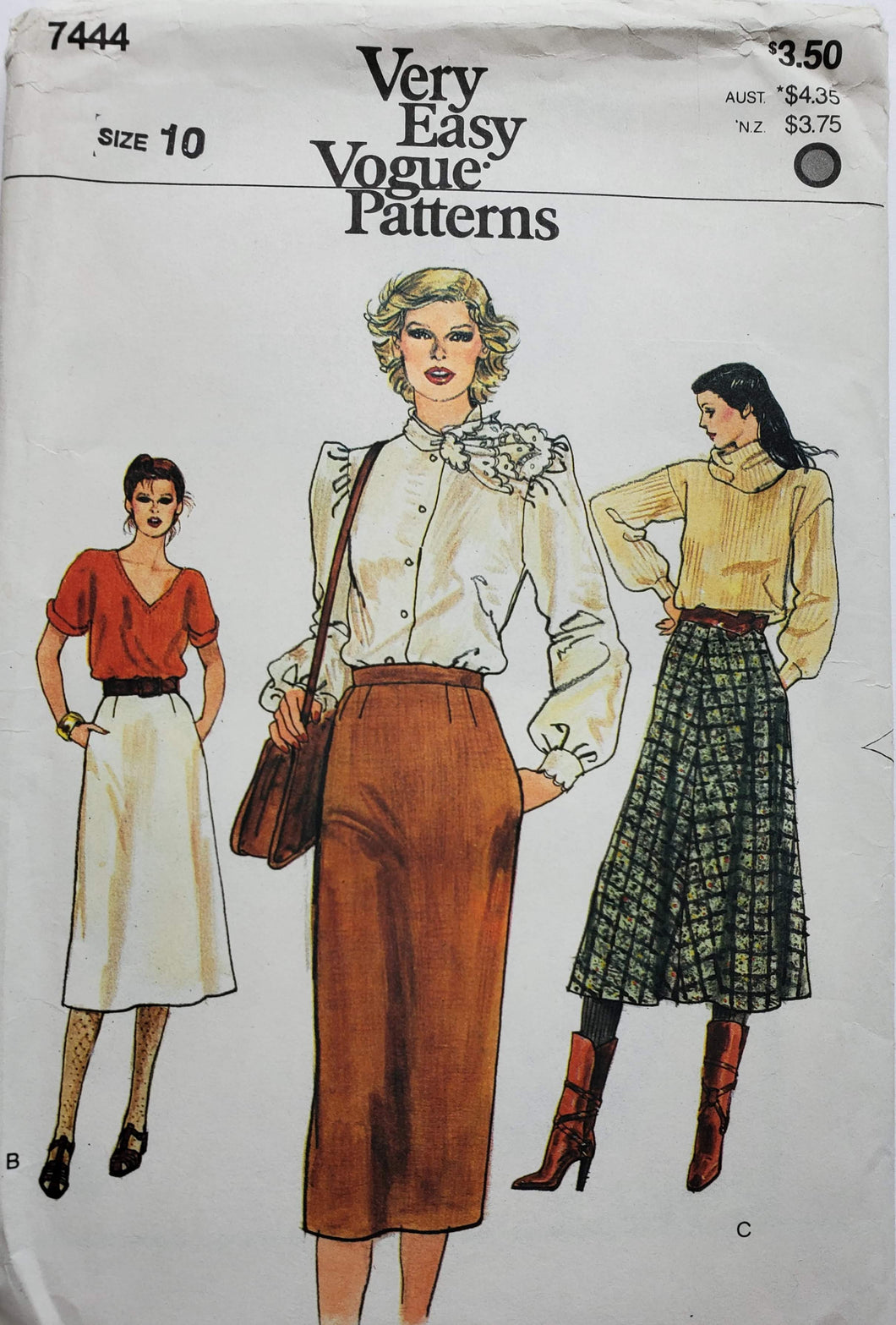 Vogue 7444, UNCUT, Vogue Very Easy Pattern, Skirts, Size 10