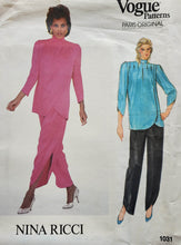 Load image into Gallery viewer, Vogue Pattern 1031, UNCUT, Paris Original Nina Ricci, Misses Pants and Top, Size 8
