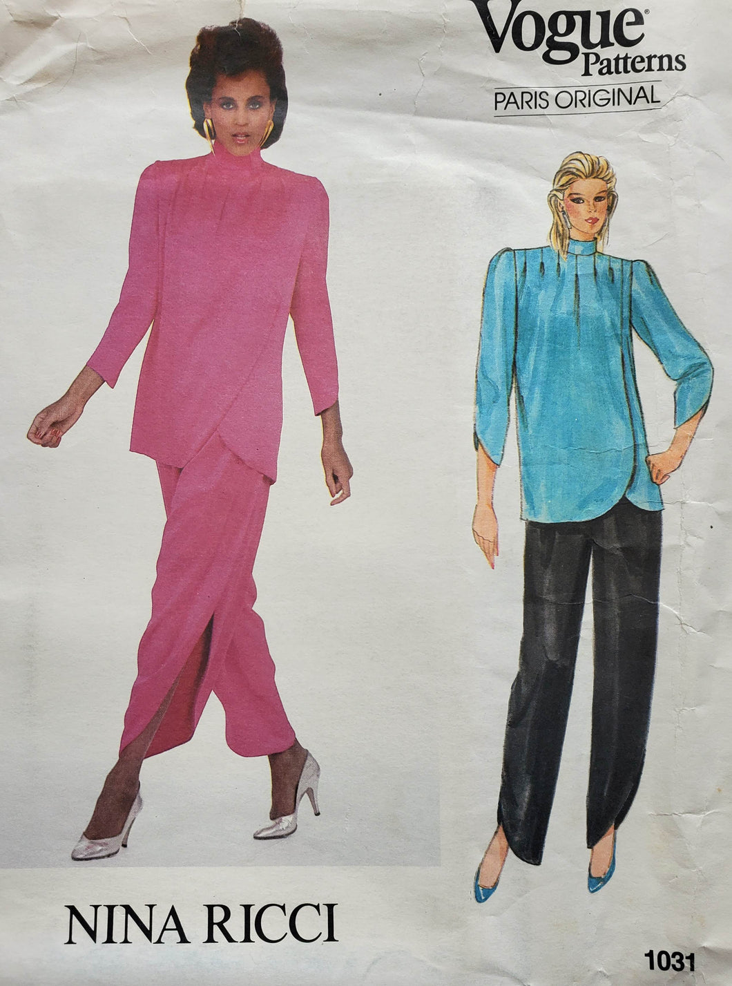 Vogue Pattern 1031, UNCUT, Paris Original Nina Ricci, Misses Pants and Top, Size 8
