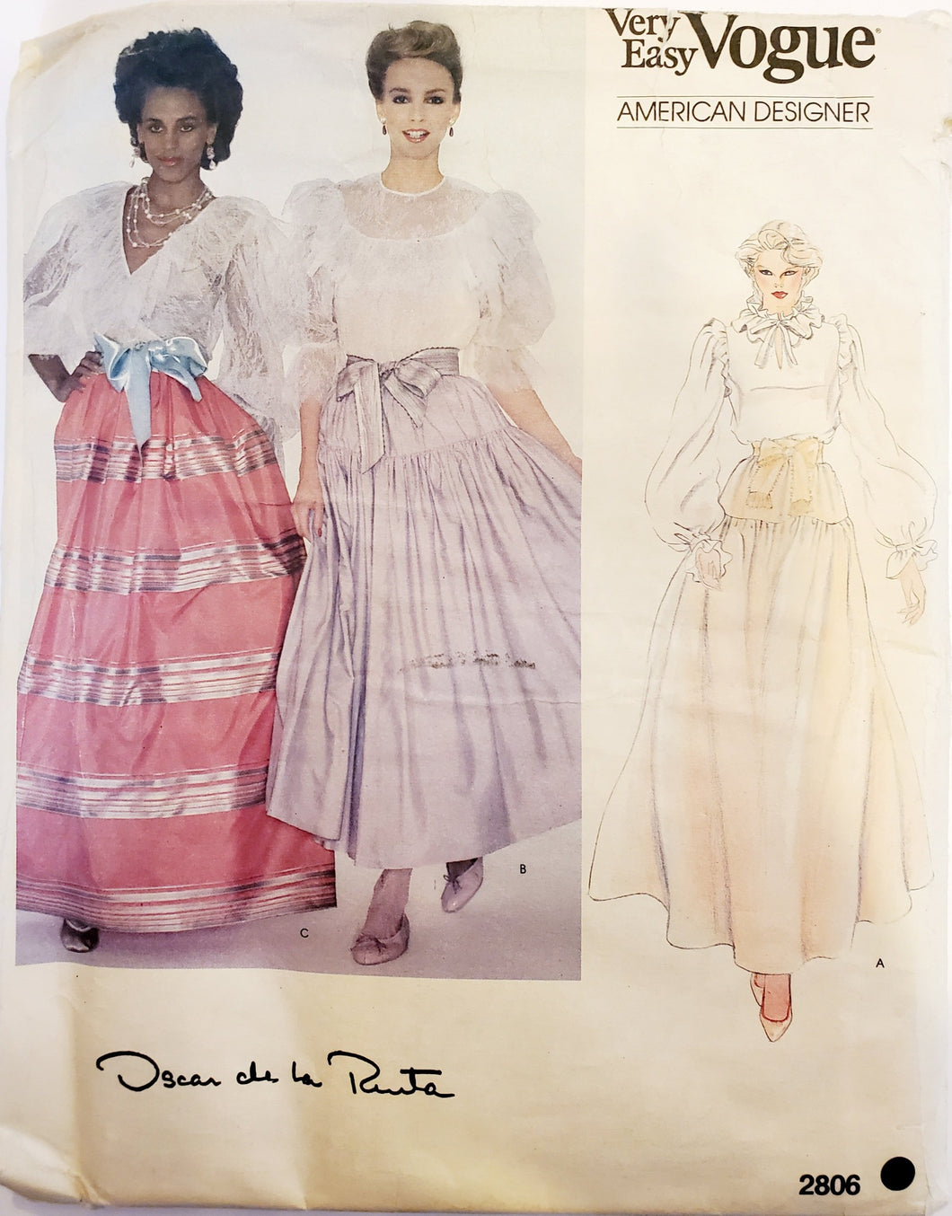 Vogue Pattern 2806, american Designer Oscar de la Renta, Skirt Size 12, Vintage