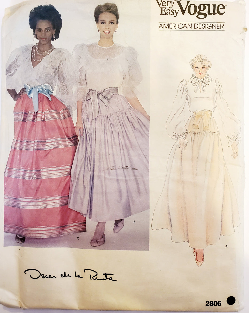 Vogue Pattern 2806, UNCUT, Designer Original Oscar de la Renta, Dress 