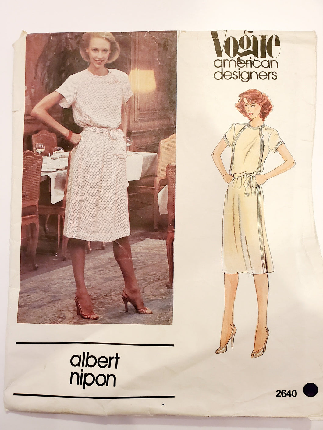 Vogue Pattern 2640, American Designer Albert Nipon, Dress Size 10, Vintage and Very Rare