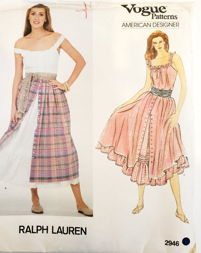 Vogue Pattern 2946, Designr Ralph Lauren, Skirt, Petticoat, and Camisole, Vintage and Rare