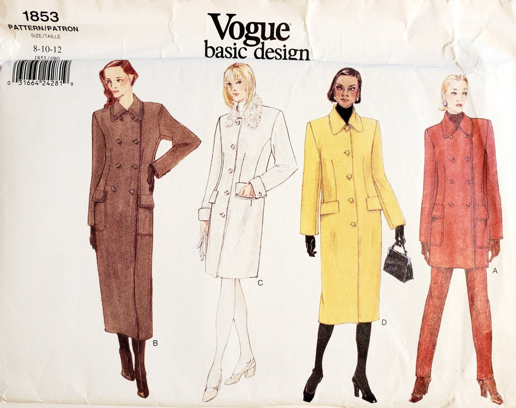 Vogue 1853 UNCUT, Coat Size 8-10-12