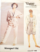 Load image into Gallery viewer, Vogue 1540 UNCUT Pants, Jacket and Shorts
