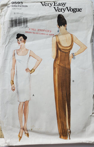 Vogue Pattern 9593 Dress Size 8-10-12