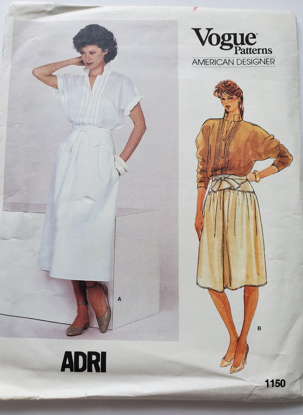 Vogue Pattern 1150, UNCUT, American Designer ADRI, Skirt and Top Size 16