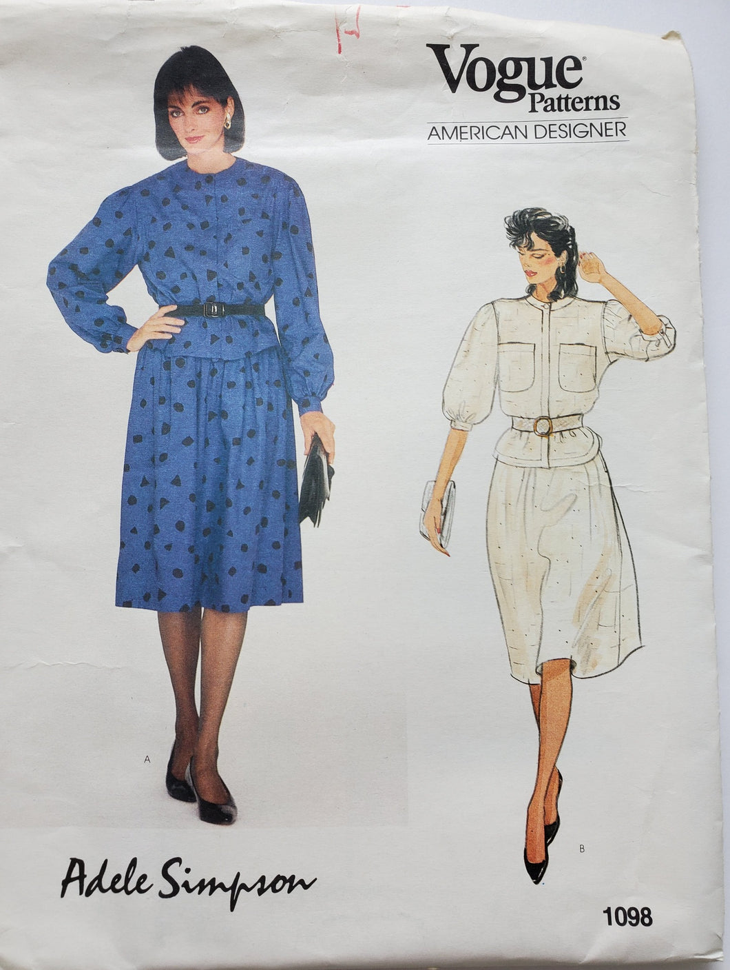 Vogue Pattern 1098, UNCUT, American Designer Adele Simpson, Skirt and Top Size 16, Very Rare 