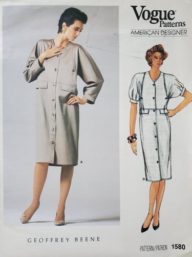 Vogue Pattern 1580, UNCUT, American Designer Geoffrey Beene, Dress, 