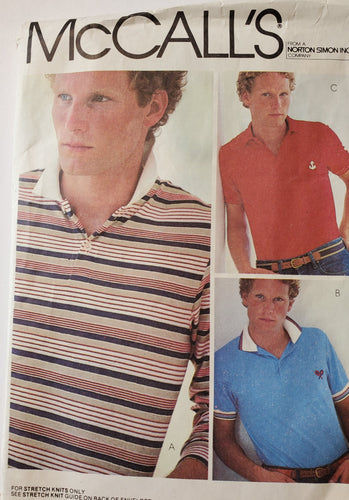 McCalls 8431, Men's Polo Shirts Size Medium, Vintage 
