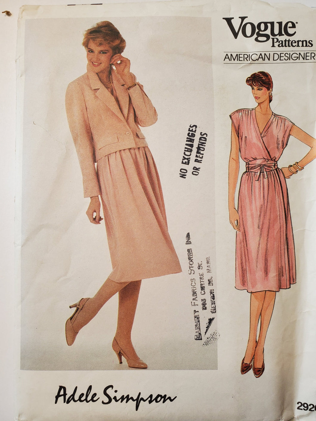 Vogue Pattern 2920, UNCUT, American Designer Adele Simpson, Dress Size 6, Rare 