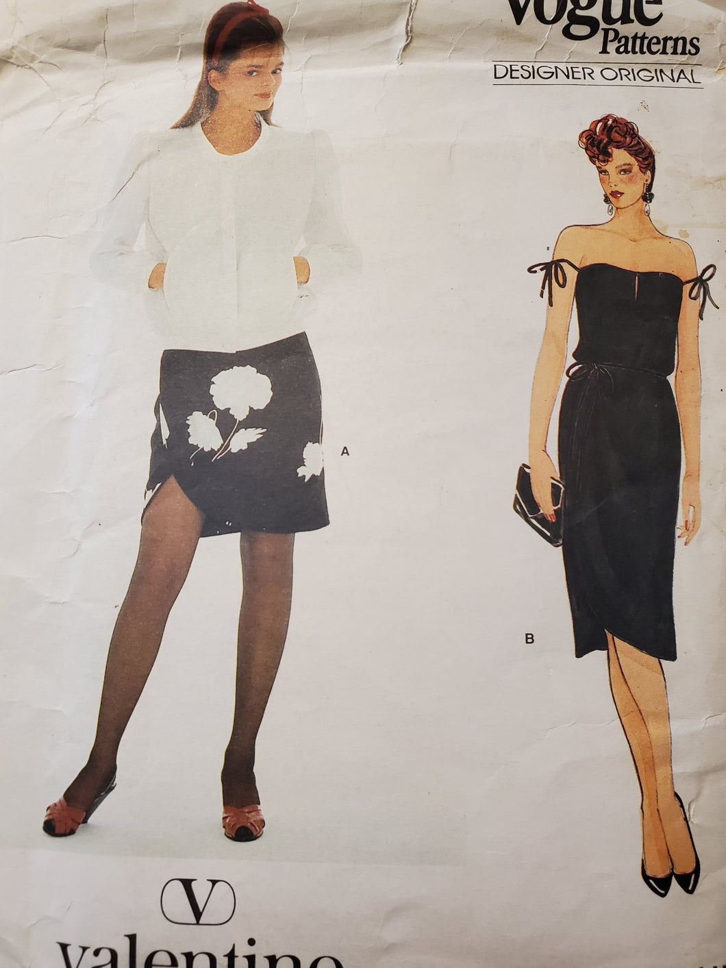 Vogue Pattern 1154 UNCUT, Designer Original Valentino, Dress Size 14, Vintage and Very Rare 