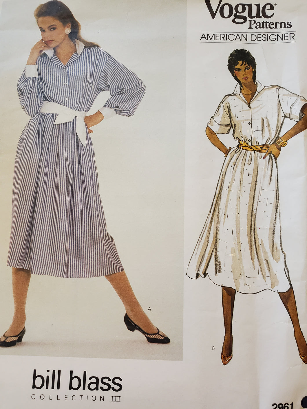 Vintage Vogue Pattern 2961, UNCUT, American Designer Bill Blass, Misses Dress