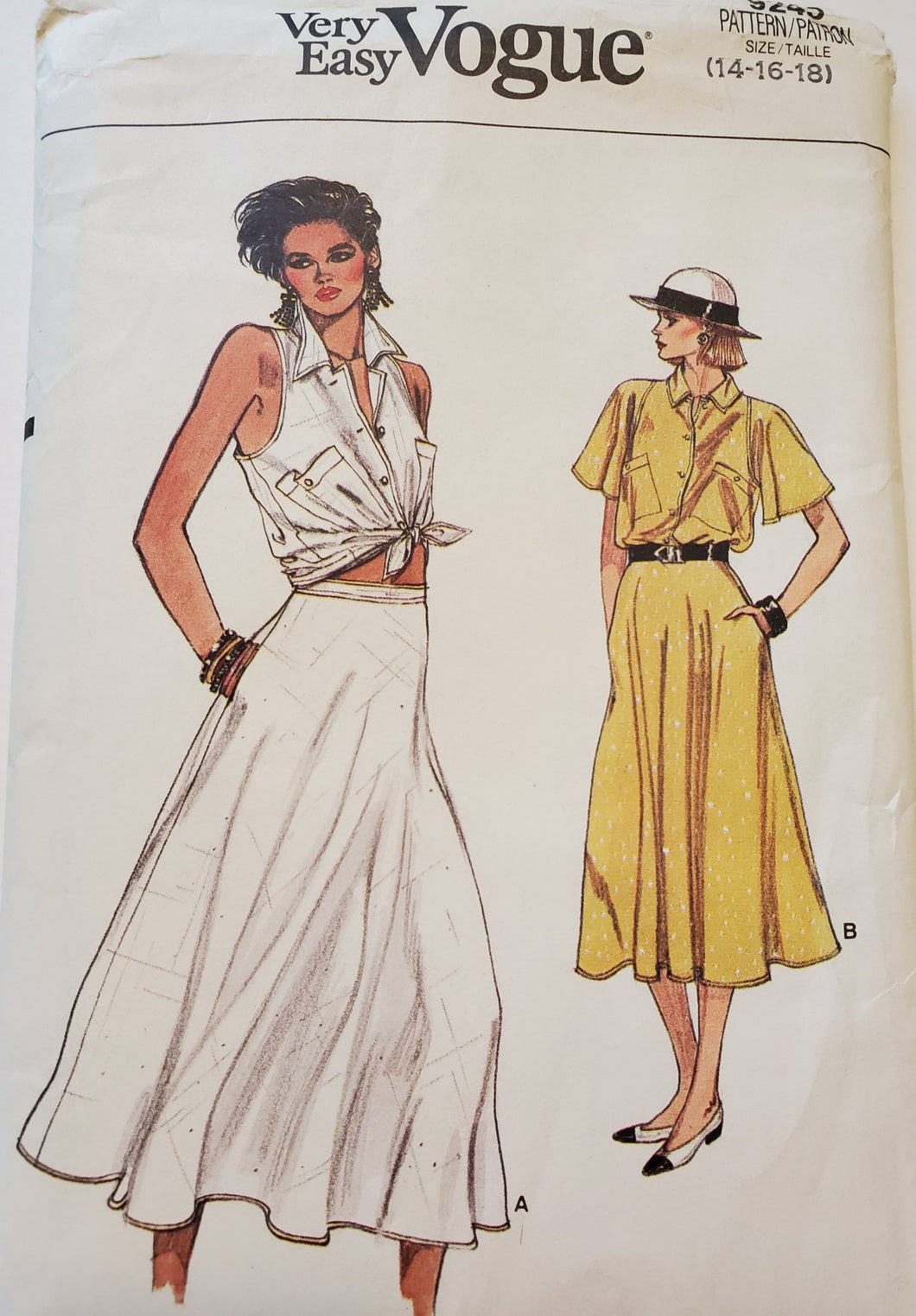 Vogue Pattern 9245, UNCUT, Skirt and Top Size (14-16-18), Vintage 
