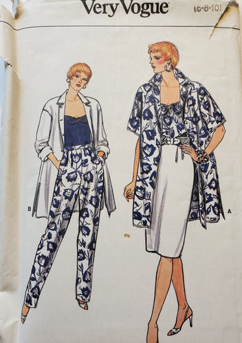 Vogue Pattern 9594, UNCUT, Jacket, Pants, Top and Skirt, Size 6-8-10, Vintage