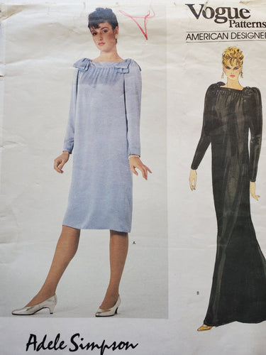 Vogue Pattern 2921, UNCUT, American Designer Adele Simpson, Dress Size 10, Rare