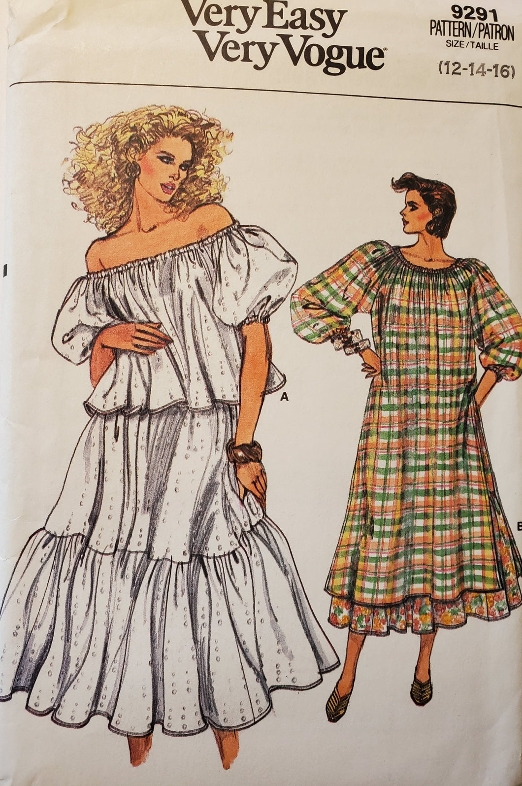 Vogue Pattern 9291, UNCUT, Dress, Top, and Skirt Size 12-14-16, Vintage & Rare