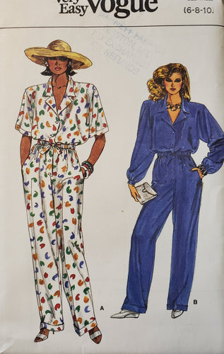 Vogue Pattern 9229, UNCUT Very Easy Vogue, Jumpsuit Size 6-8-10, Vintage