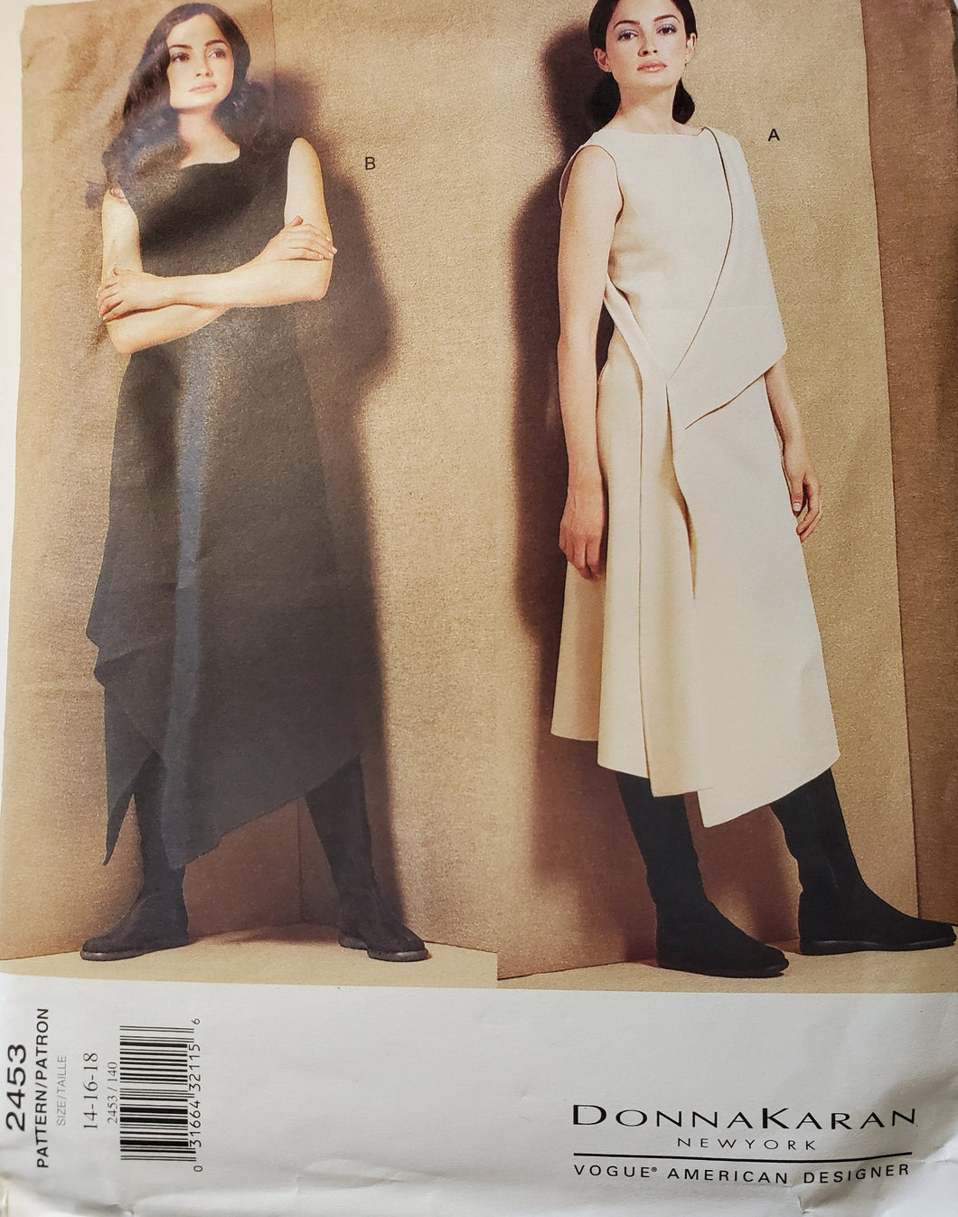 Vogue Pattern 2453, UNCUT American Designer Donna Karan, Dress Size 14-16-18, Vintage & Very Rare