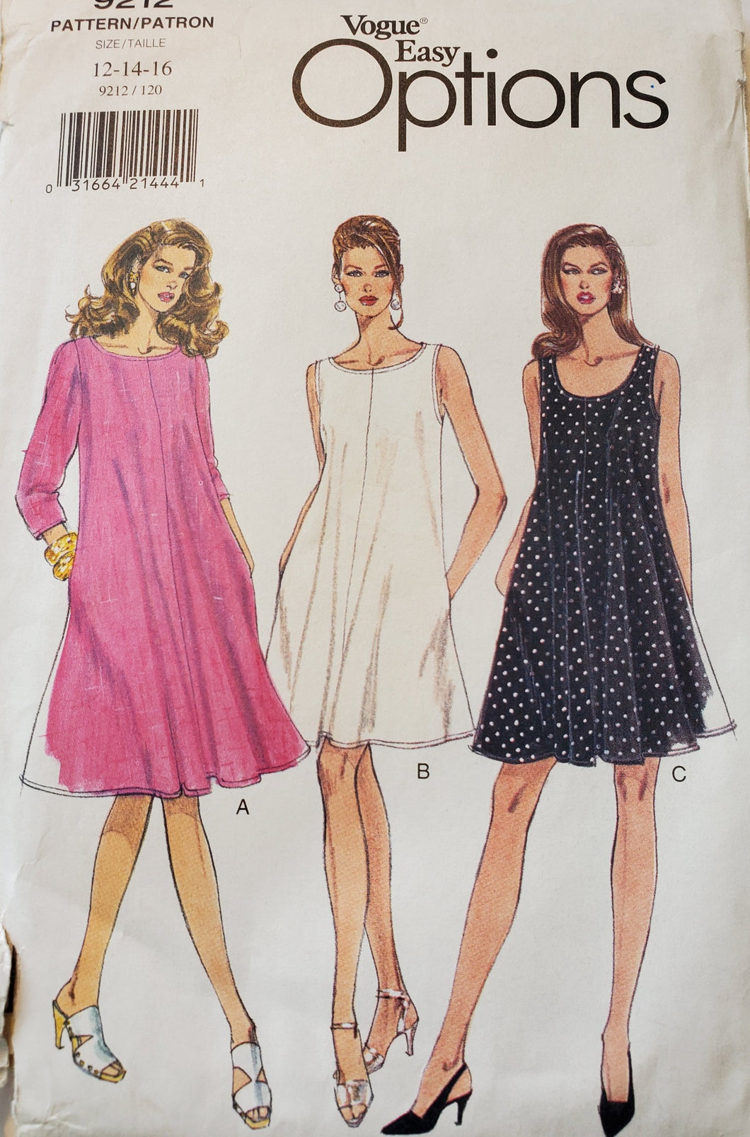 Vogue Pattern 9212, UNCUT, Dress Size 12-14-16, Vintage & Rare