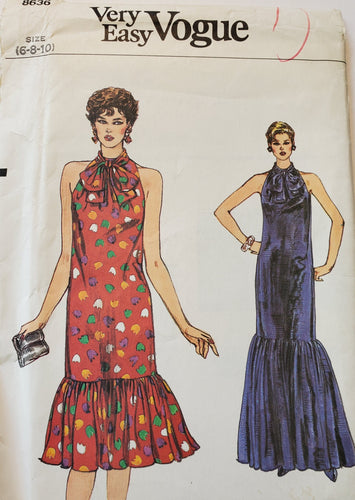 Vintage Vogue Pattern 8636, UNCUT, Very Easy Misses Dress 6-8-10, Rare