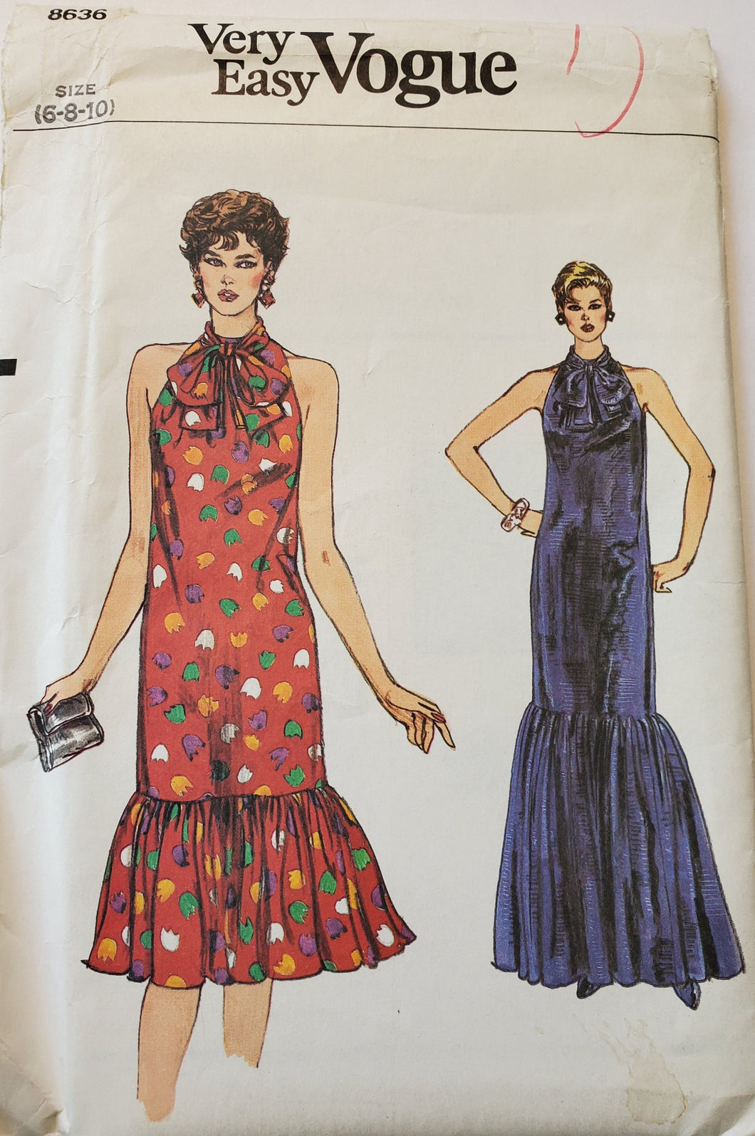 Vogue Pattern 8636, UNCUT Very Easy Vogue, Dress, Size 6-8-10, Vintage and Rare