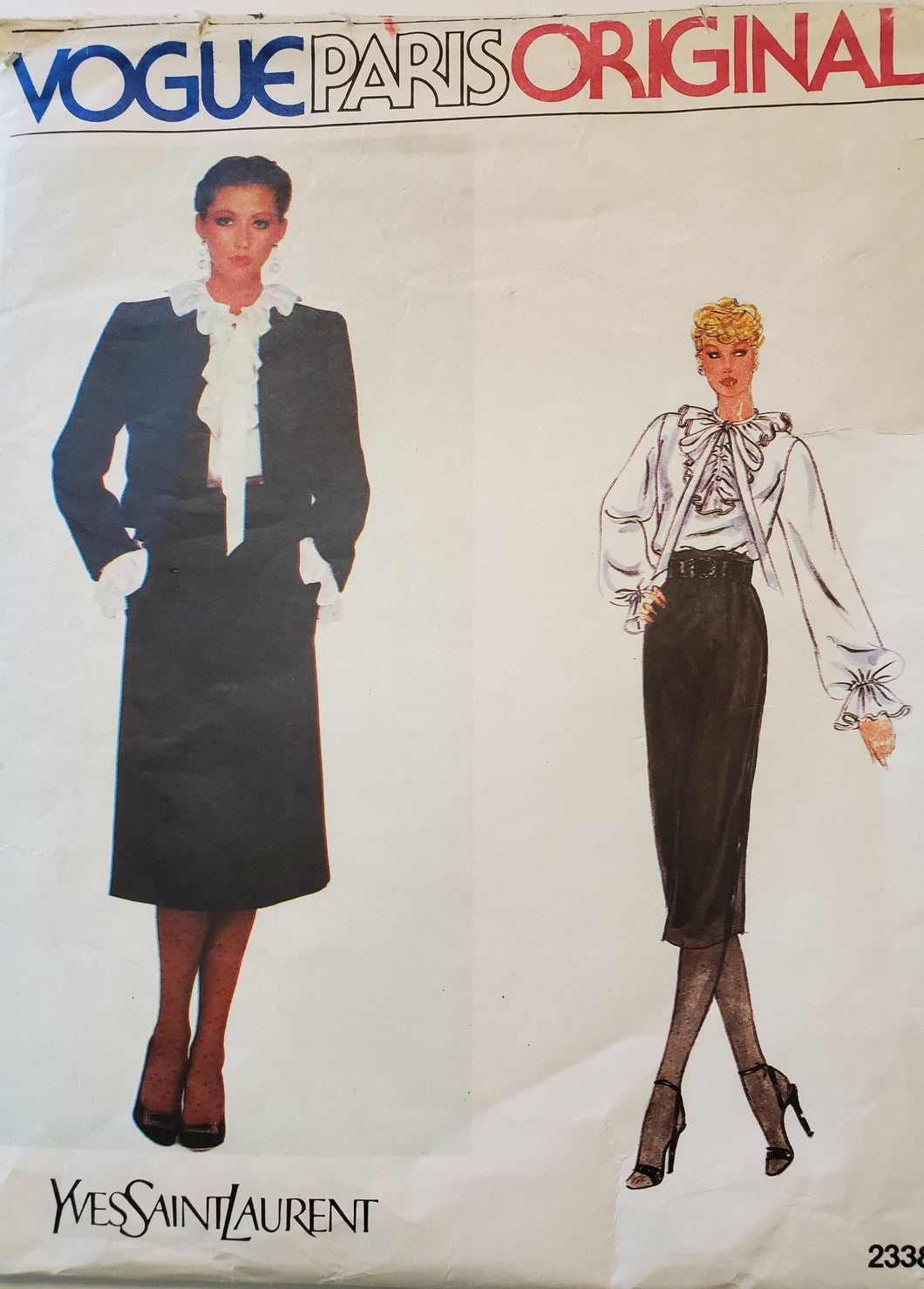 Vogue 2338, UNCUT, Paris Original Yves Saint Laurent, Skirt, Jacket and Blouse Size 12, Vintage & Rare