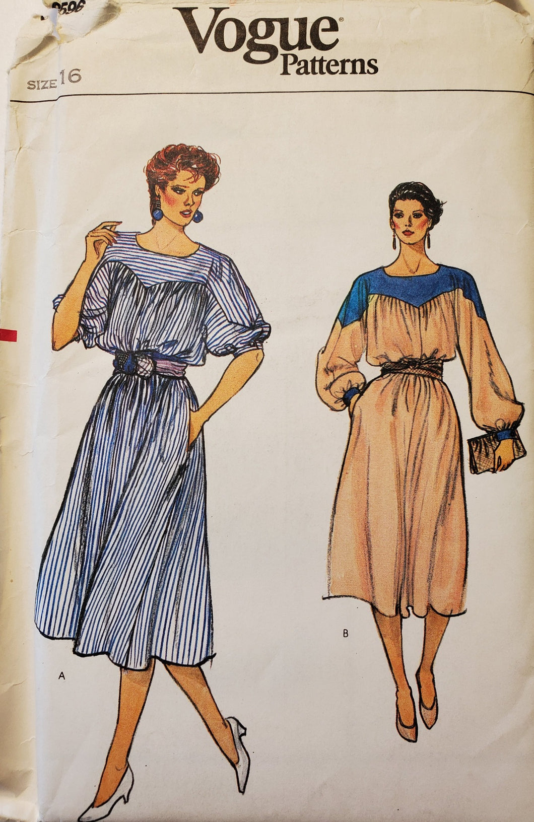 Vogue 8596 UNCUT Women's Dress Size 16, Vintage & Rare