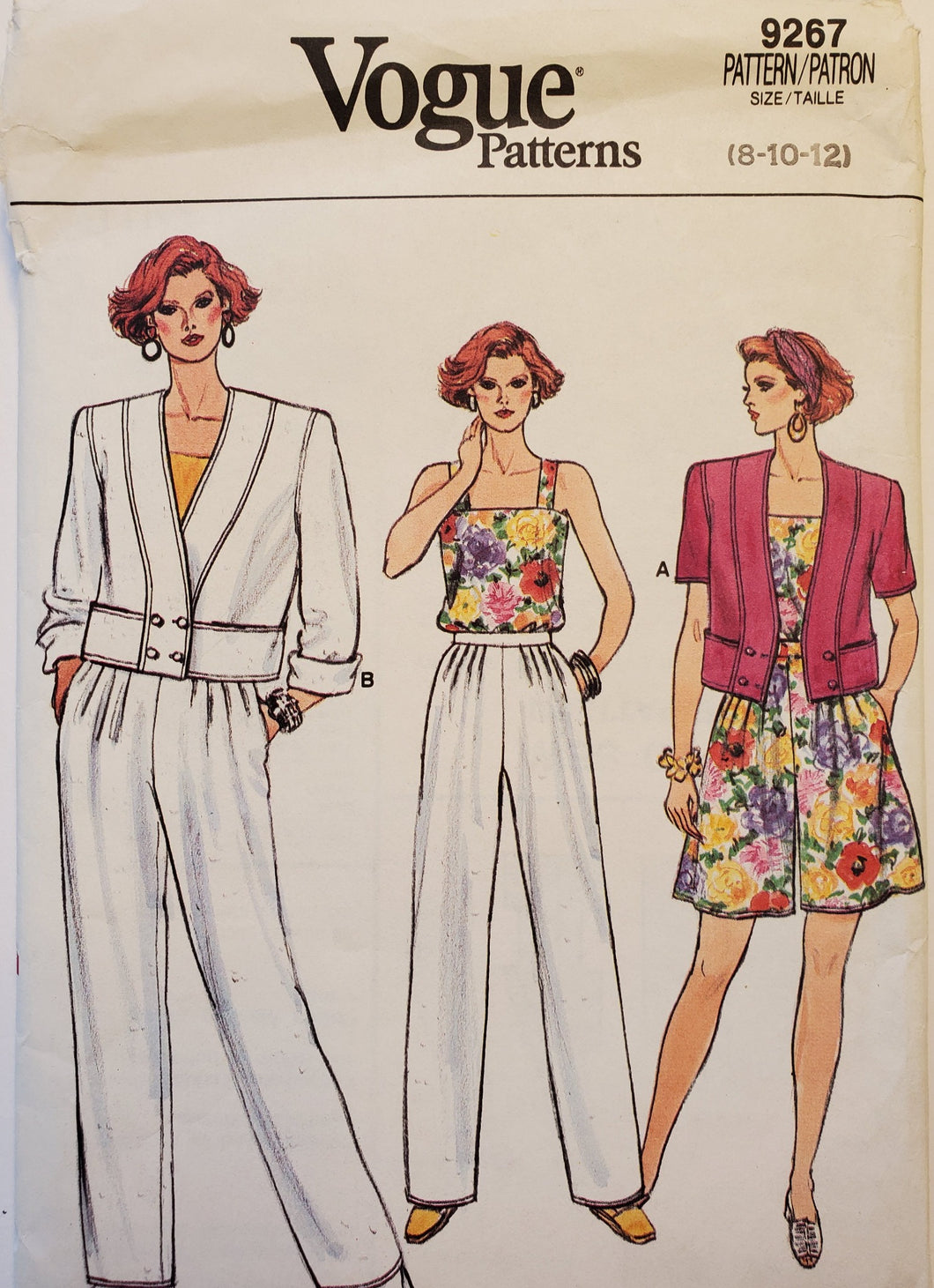 Vogue 9267 UNCUT Women's Shorts, Pants, Top and Jacket Size 8-10-12, Vintage & Very Rare 