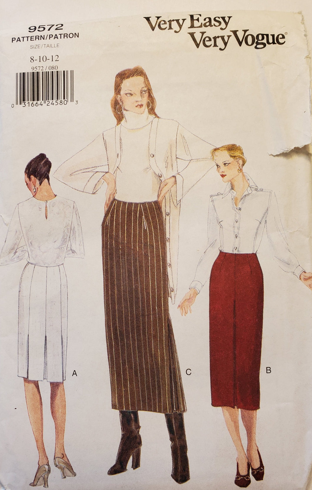 Vogue Pattern 9572 UNCUT Women's Skirts Size 8-10-12, Vintage