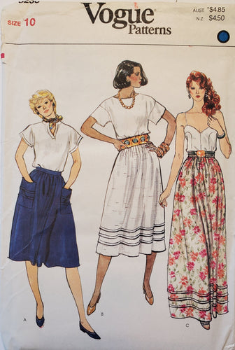 Vogue 8238, UNCUT, Women's Skirts, Vintage