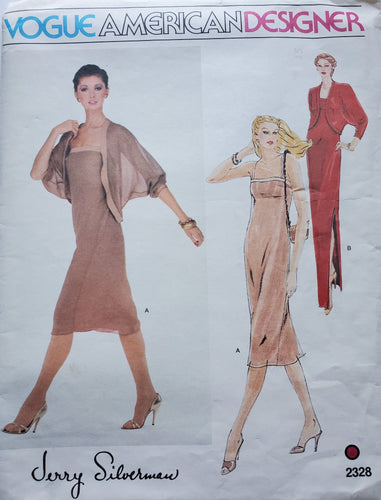 Vogue Pattern 2328, UNCUT, Designer Original Jerry Silverman Dress, Vintage