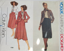 Load image into Gallery viewer, Vintage Vogue Pattern 1791, UNCUT, American Designer Calvin Klein, Misses Skirt and Blazer Size 10
