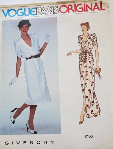 Vogue Pattern 2165, UNCUT Paris Designer Original Givenchy Dress, Vintage