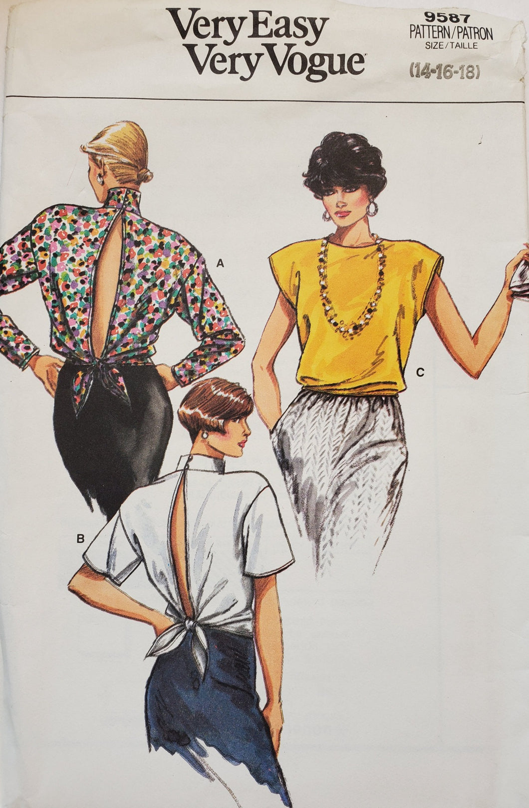 Vogue Pattern 9587, UNCUT, Vogue Tops and Skirts, Size 14-16-18, Vintage & Very Rare