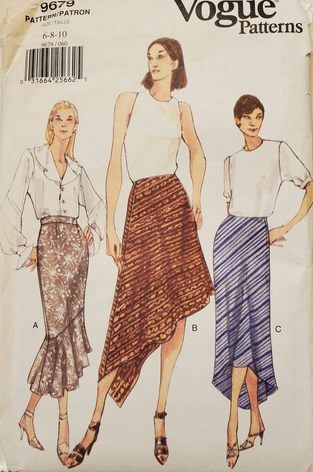 Vogue Pattern 9679, UNCUT, Vogue Skirts Size 6-8-10, Vintage