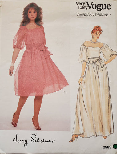 Vogue Pattern 2983, UNCUT, Vogue American Designer Jerry Silverman Vogue Dress Size 12-14-16, Vintage