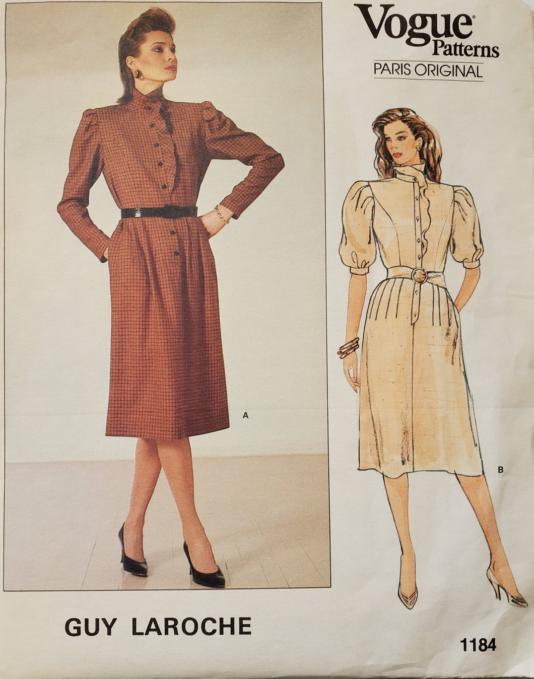 Vogue Pattern 1184, UNCUT, Vogue American Designer Guy Larouche Vogue Dress Size 10, Vintage