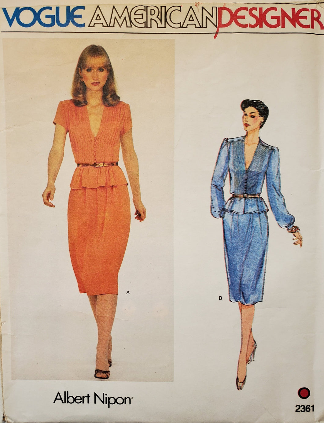Vogue Pattern 2361, UNCUT, Vogue American Designer Albert Nipon Vogue Skirt and Top Size 8, Vintage