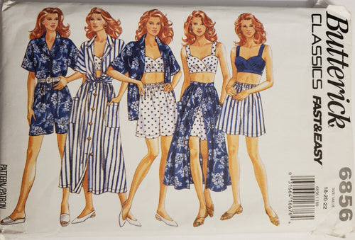 Butterick Pattern 6856, UNCUT, Classics, Skirts, Shorts, Top Size 18-20-22, Vintage & Rare