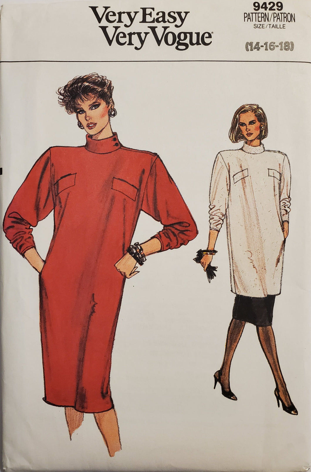 Vogue Pattern 9429, Very Easy, UNCUT, Dress Size 14-16-18, Vintage