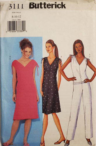 Butterick Pattern 3111, UNCUT, Women's Tops, Skirts, Pants and Dresses 8-10-12, Vintage