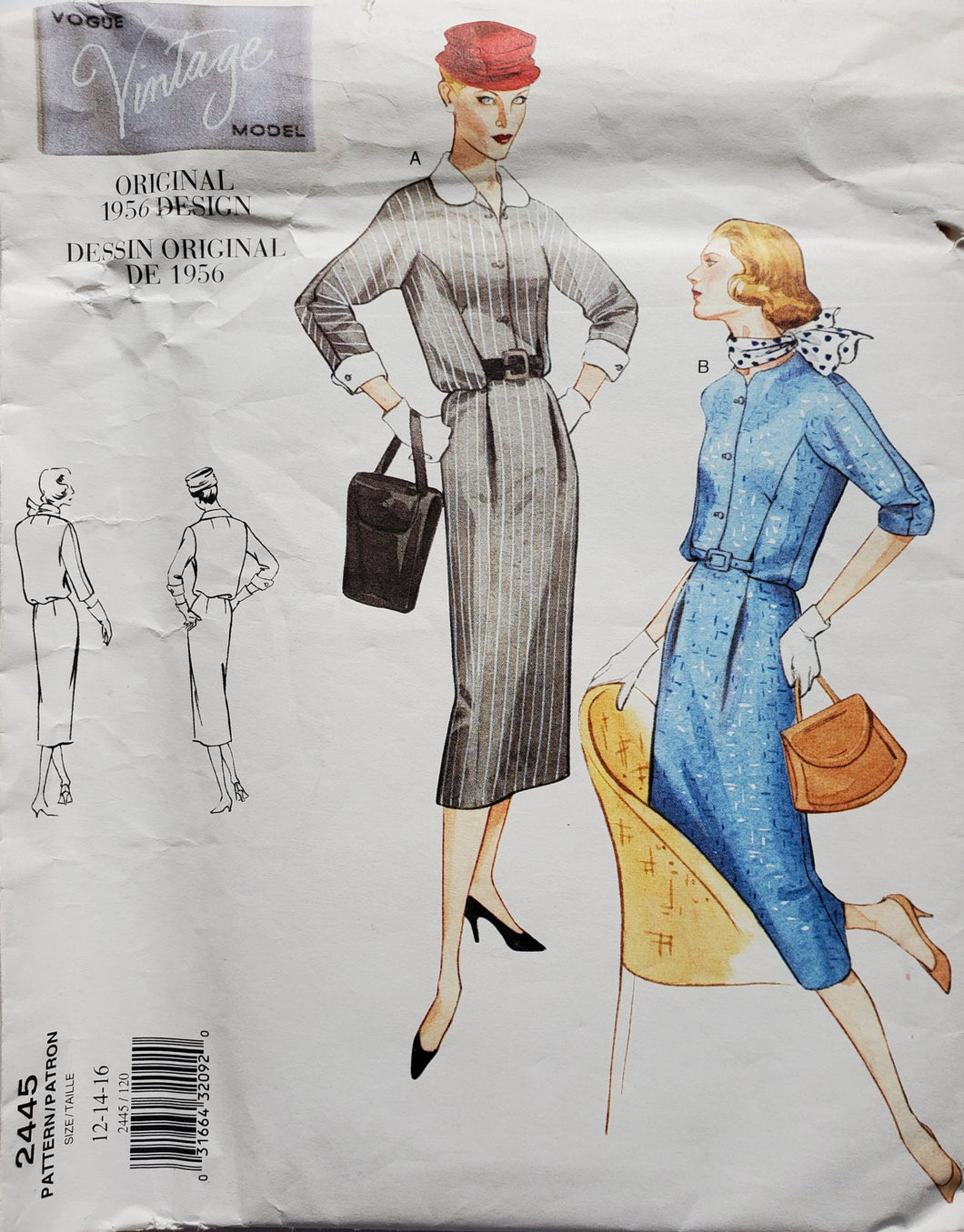 Vintage Vogue Pattern 2445, UNCUT, Misses Dress 12-14-16, Rare