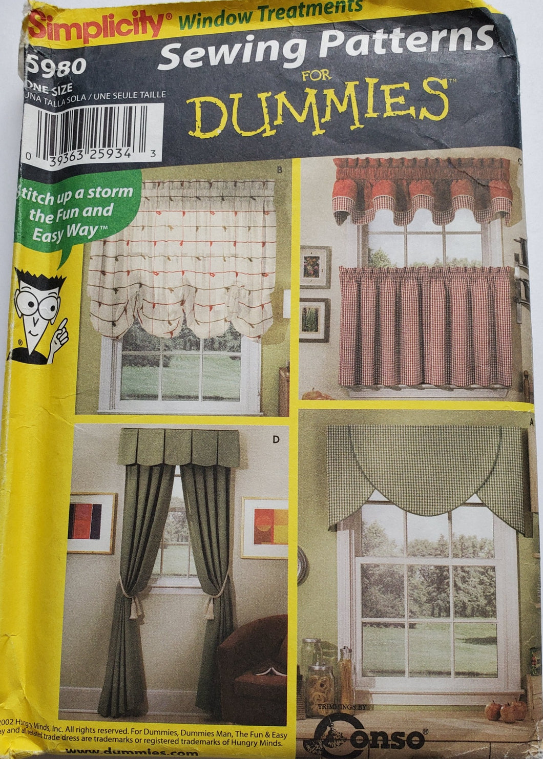 Simplicity Pattern 5980, UNCUT, Sewing for Dummies, Window Treatments, Vintage 