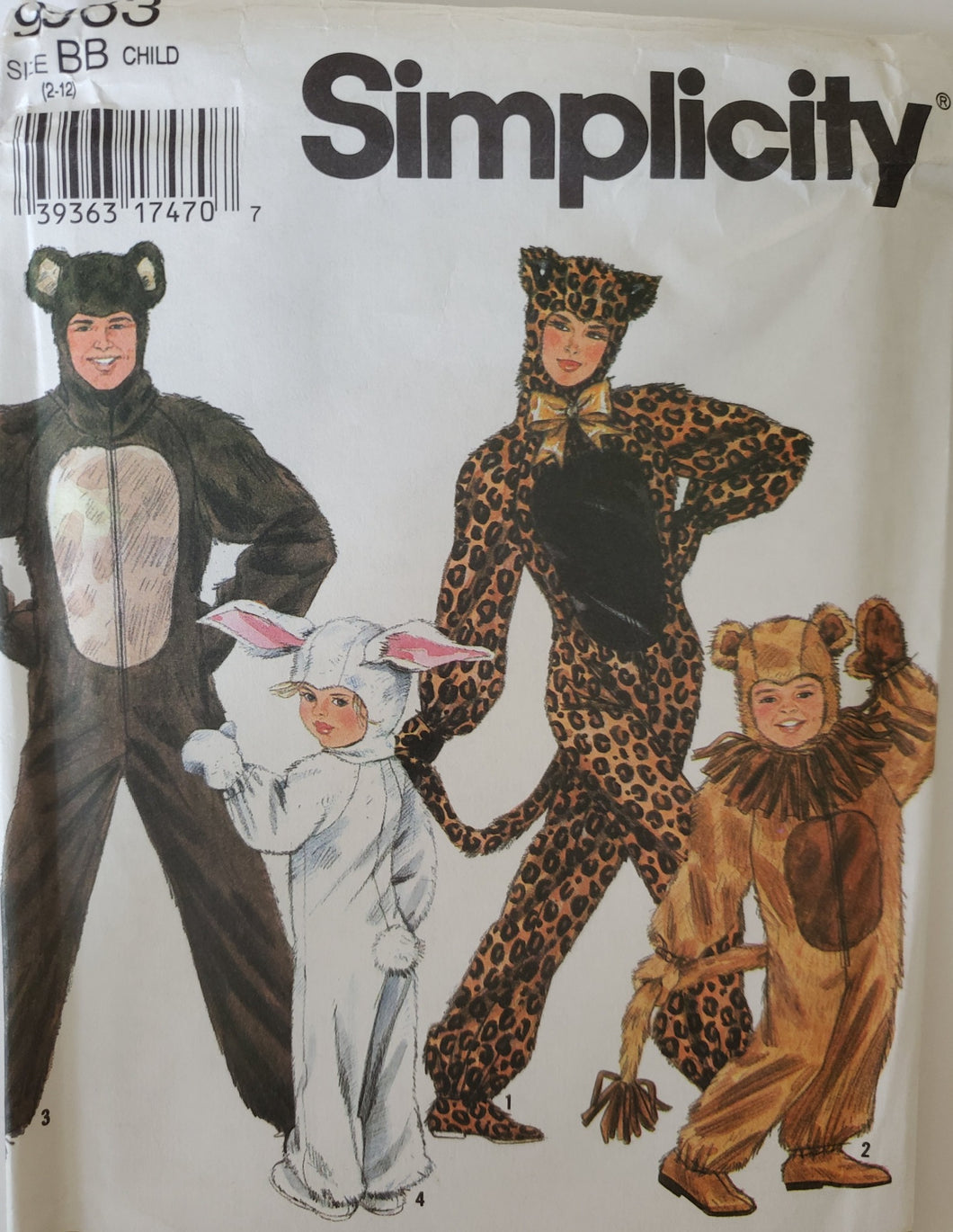 Simplicity 9983 UNCUT, Boy's and Girl's Animal Costumes, Vintage