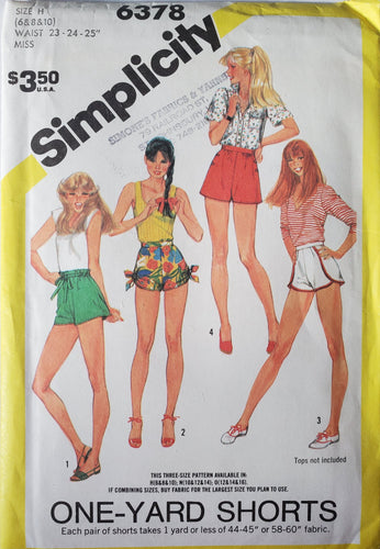 Vintage Simplicity Pattern 6378, UNCUT, Misses Shorts Size 6-8-10, Rare