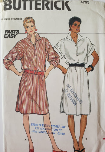 Vintage Butterick Pattern 4795, UNCUT, Misses Dresses ALL Sizes 