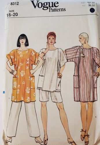 Vintage Vogue Pattern 8312, UNCUT, Misses Dress, Top and Tunic