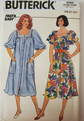 Vintage Butterick Pattern 3824, UNCUT, Misses Fast & Easy, Dresses Sizes 18-20-22, Very Rare