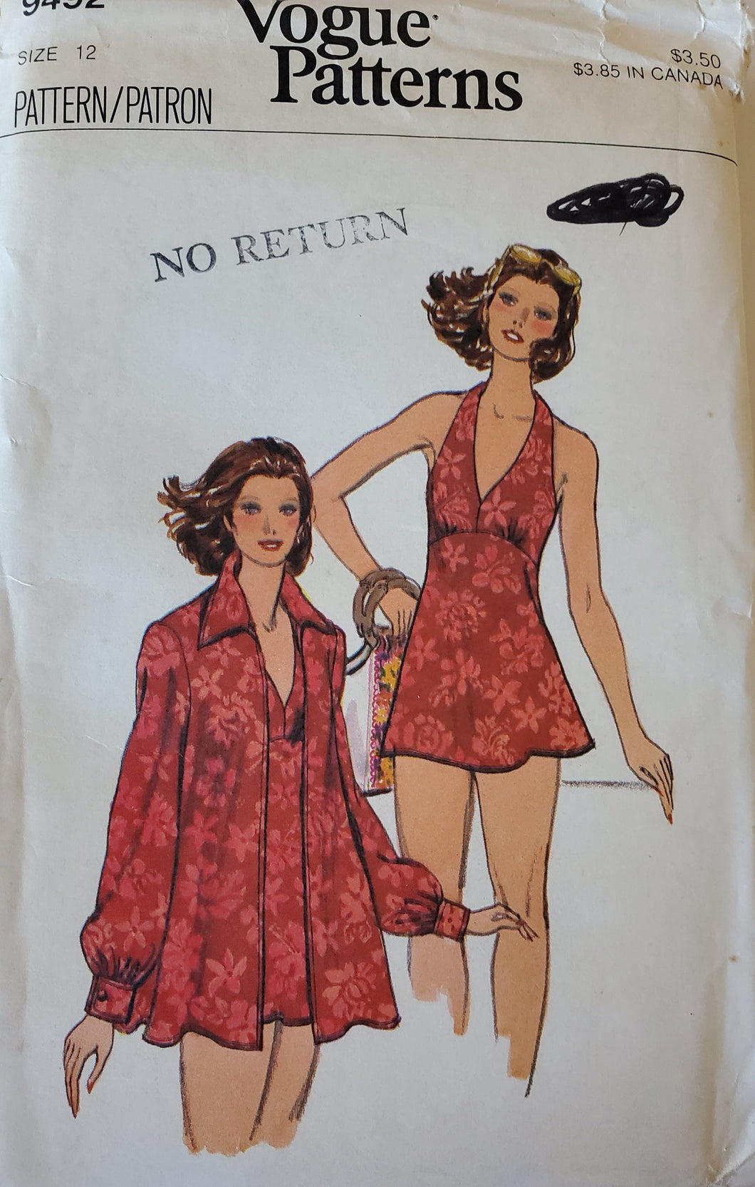 Vintage Butterick Pattern, Misses Swimsuit and Coverup, Size 12